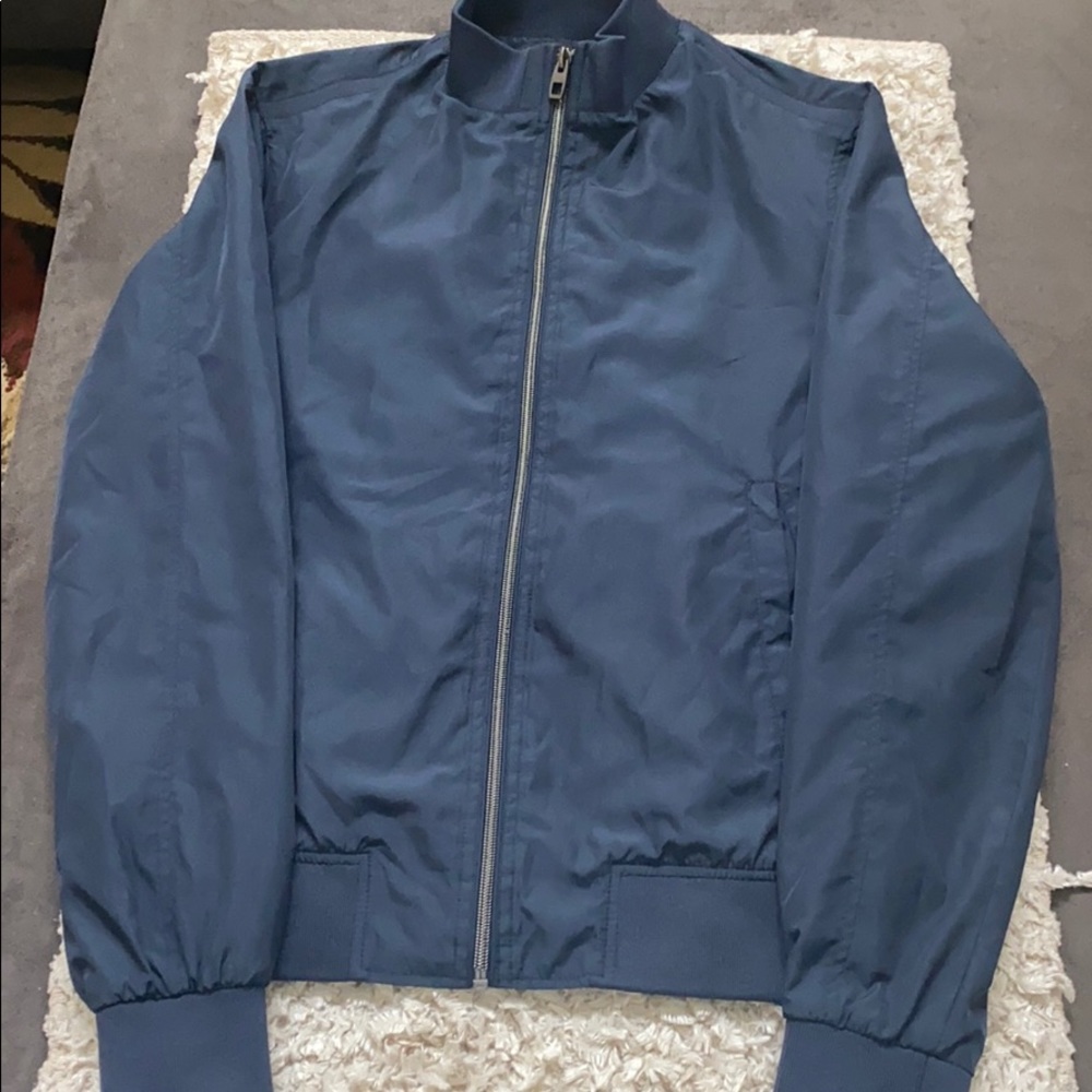 Zara Navy Blue Nylon Windbreaker